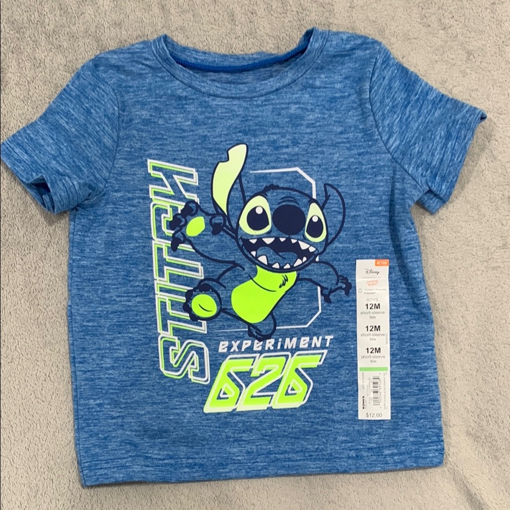 Disney Blue and Green Short Sleeve Tee with Sporty Cartoon